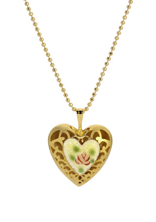 Thumbnail 1: 1928 Jewelry 1928 Jewelry Enamel Floral Heart Necklace 