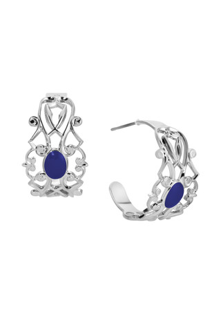 Thumbnail 1: 1928 Jewelry 1928 Jewelry Vintage Filigree Enamel Hoop Earrings 
