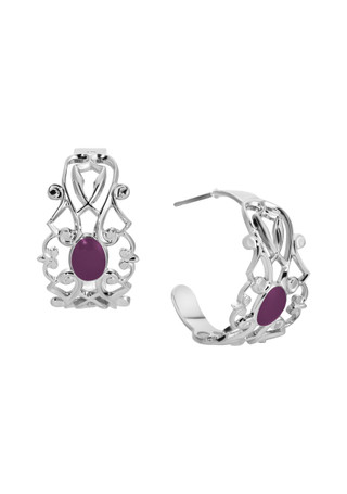 Thumbnail 1: 1928 Jewelry 1928 Jewelry Vintage Filigree Enamel Hoop Earrings 