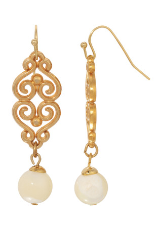 Thumbnail 1: 1928 Jewelry 1928 Jewelry Filigree Mother of Pearl Drop Earrings 