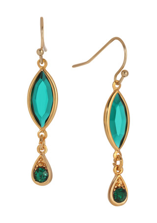 Thumbnail 1: 1928 Jewelry 1928 Jewelry Green Navette Crystal Wire Earrings 