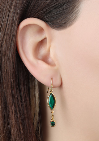 Thumbnail 2: 1928 Jewelry 1928 Jewelry Green Navette Crystal Wire Earrings 