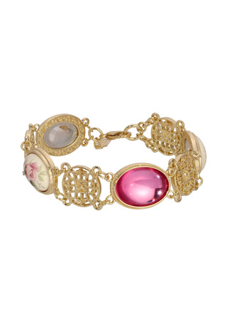 Thumbnail 1: 1928 Jewelry 1928 Jewelry Pink & Porcelain Flower Stones Bracelet 