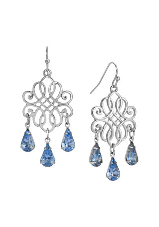 Thumbnail 1: 1928 Jewelry 1928 Jewelry Filigree Blue Crystals Drop Wire Earrings 