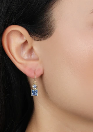 Thumbnail 2: 1928 Jewelry 1928 Jewelry Light Sapphire Stones Drop Wire Earrings 
