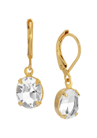 Thumbnail 2: 1928 Jewelry 1928 Jewelry Clear Crystal Drop Leverback Earrings 
