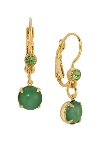 Thumbnail 1: 1928 Jewelry 1928 Jewelry Green Moonstone Drop Leverback Earrings 