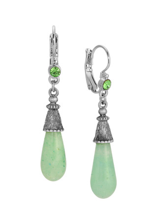 Thumbnail 1: 1928 Jewelry 1928 Jewelry Green Paridot Teardrop Leverback Earrings 