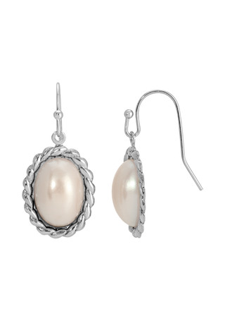Thumbnail 1: 1928 Jewelry 1928 Jewelry Oval Cultura Pearl Drop Earrings 