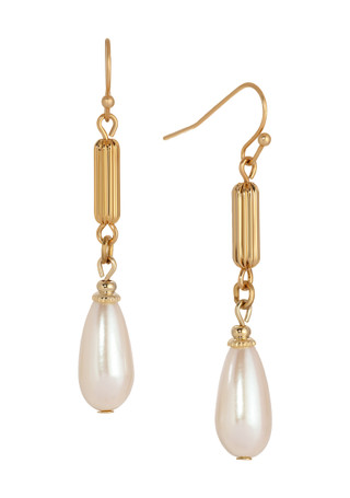 Thumbnail 1: 1928 Jewelry 1928 Jewelry Vintage Tube Bead & Faux Pearl Wire Earrings 