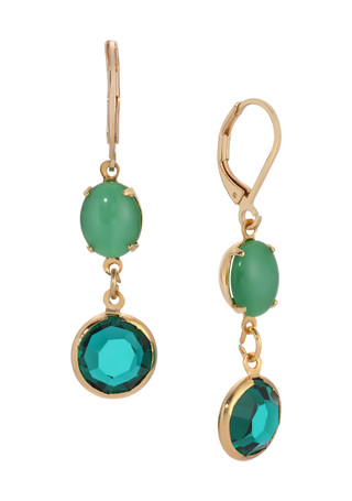 Thumbnail 1: 1928 Jewelry 1928 Jewelry Vintage Gold Tone Green Moonstone Earrings 