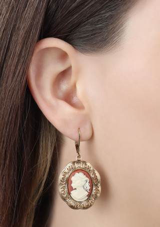 Thumbnail 2: 1928 Jewelry 1928 Jewelry 14K Gold Dipped Carnelian Cameo Earrings 