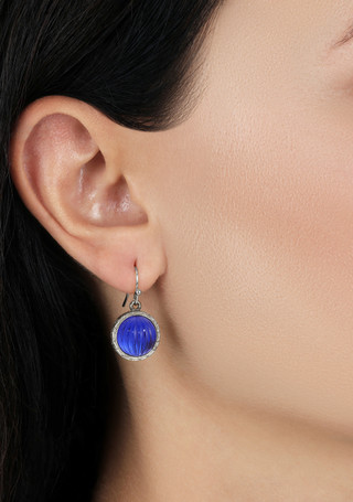 Thumbnail 2: 1928 Jewelry 1928 Jewelry Round Ribbed Stone Crystal Earrings 