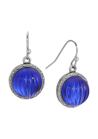 Thumbnail 2: 1928 Jewelry 1928 Jewelry Round Ribbed Stone Crystal Earrings 