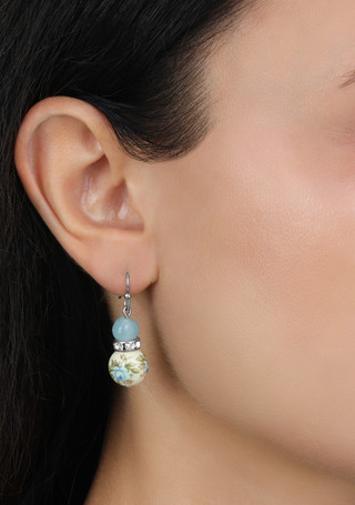 Thumbnail 2: 1928 Jewelry 1928 Jewelry Silver Tone Rose Beads Drop Wire Earrings 
