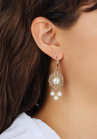 Thumbnail 2: 1928 Jewelry 1928 Jewelry 14K Gold Dipped Faux Pearl Chandelier Earrings 