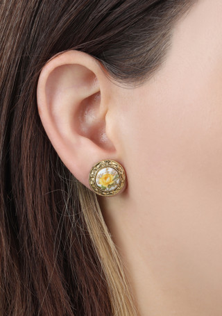 Thumbnail 2: 1928 Jewelry 1928 Jewelry Yellow Flower Decal Stud Earrings 