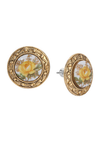 Thumbnail 1: 1928 Jewelry 1928 Jewelry Yellow Flower Decal Stud Earrings 