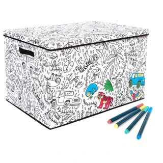 Thumbnail 4: Baum Kids Large Coloring Lidded Trunk & 4 Pk Washable Markers 