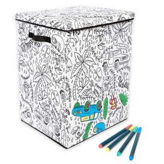 Thumbnail 2: Baum Baum Kids Coloring Lidded Hamper & 4 Pk. Washable Markers 