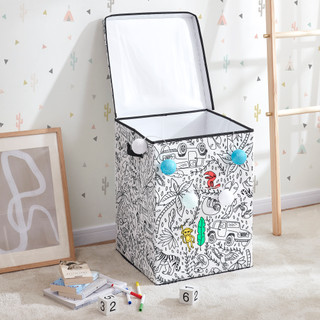 Thumbnail 1: Baum Baum Kids Coloring Lidded Hamper & 4 Pk. Washable Markers 