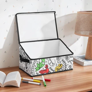 Thumbnail 1: Baum Kids Coloring Angle Storage Bin & 4 Pk Washable Markers 