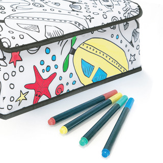Thumbnail 3: Baum Kids Coloring Angle Storage Bin & 4 Pk Washable Markers 