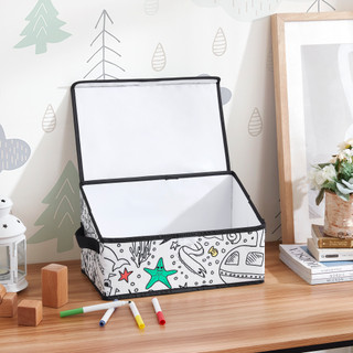 Thumbnail 1: Baum Kids Coloring Angle Storage Bin & 4 Pk Washable Markers 