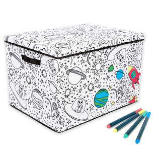 Thumbnail 1: Baum Kids Medium Coloring Lidded Trunk & 4 Pk. Washable Markers 