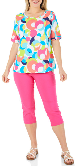 Thumbnail 3: Erin London Erin London Womens Short Sleeve Boat Neck Print Top 