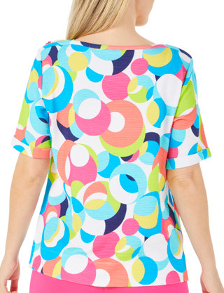 Thumbnail 2: Erin London Erin London Womens Short Sleeve Boat Neck Print Top 