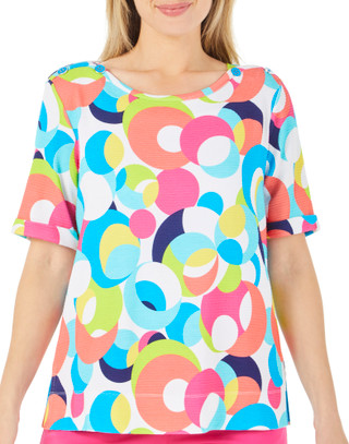 Thumbnail 1: Erin London Erin London Womens Short Sleeve Boat Neck Print Top 