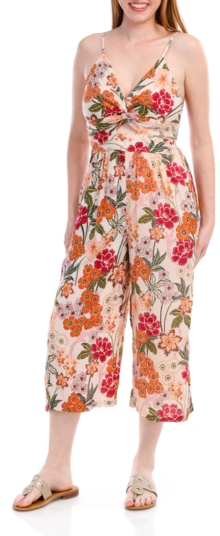 Thumbnail 3: Angie Angie Juniors Sleeveless Twist Front Cropped Jumpsuit 