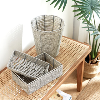 Thumbnail 1: Baum Baum 3 Pc. Aurora Binded Faux Wicker Vanity Storage Bins 