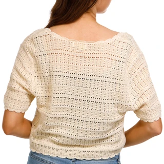 Thumbnail 2: No Comment No Comment Juniors Short Sleeve Tie Front Crochet Cardigan 