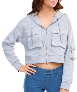 Thumbnail 1: Jolie & Joy Jolie & Joy Juniors Cropped Cargo Zip Up Jacket 