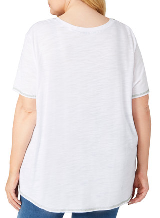 Thumbnail 3: Blue Sol Blue Sol Plus Solid Luxey V- Neck Short Sleeve Top 