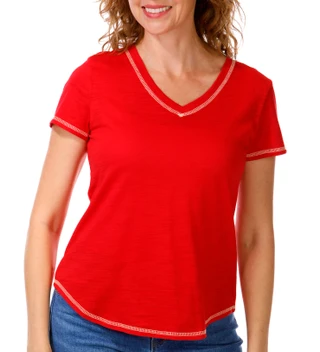 Thumbnail 1: Blue Sol Blue Sol Plus Solid Luxey V- Neck Short Sleeve Top 