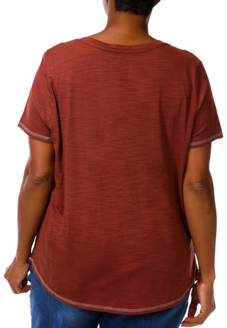 Thumbnail 4: Blue Sol Plus Solid Luxey V-Neck Short Sleeve Top 