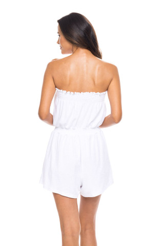 Thumbnail 2: Jordan Taylor Jordan Taylor Womens Smocked Terry Romper Swim Cover Up 
