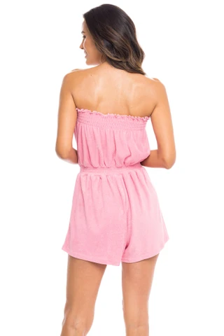 Thumbnail 4: Jordan Taylor Jordan Taylor Womens Smocked Terry Romper Swim Cover Up 