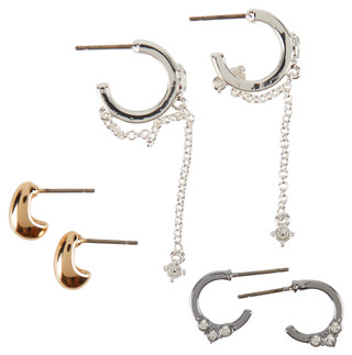 Thumbnail 2: NINE WEST Nine West 3 pc Hoop With Post-Back Earring Set 