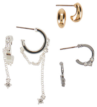 Thumbnail 4: NINE WEST Nine West 3 pc Hoop With Post-Back Earring Set 