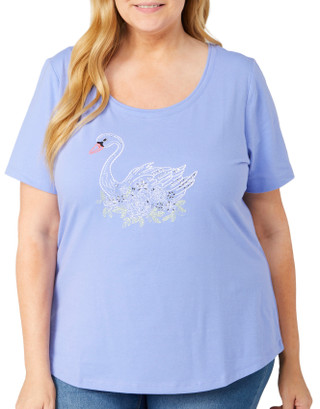 Thumbnail 2: Coral Bay Coral Bay Plus Embellished Printed Short Sleeve Top 