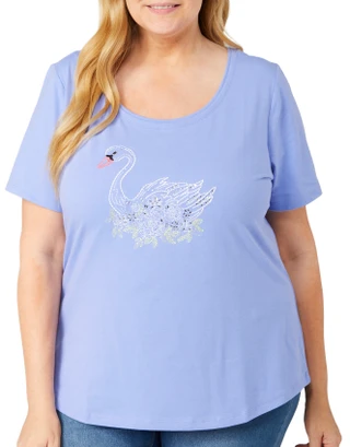 Thumbnail 1: Coral Bay Coral Bay Plus Embellished Printed Short Sleeve Top 