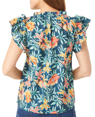 Thumbnail 2: Blue Sol Blue Sol Womens Printed Woven Flutter Short Sleeve Top 