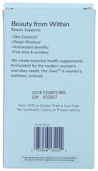 Thumbnail 2: Her Own Beauty 60 Ct Hyaluronic Acid Supplement Capsules  