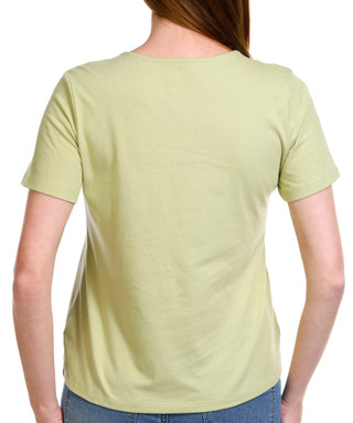 Thumbnail 2: Coral Bay Coral Bay Petite Solid Lattice Keyhole Short Sleeve Top 