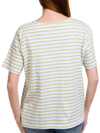 Thumbnail 2: Coral Bay Coral Bay Petite Stripe Split Neck Short Sleeve Top 