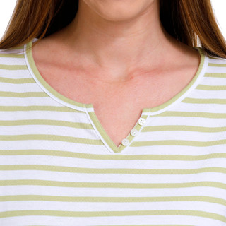 Thumbnail 3: Coral Bay Coral Bay Petite Stripe Split Neck Short Sleeve Top 